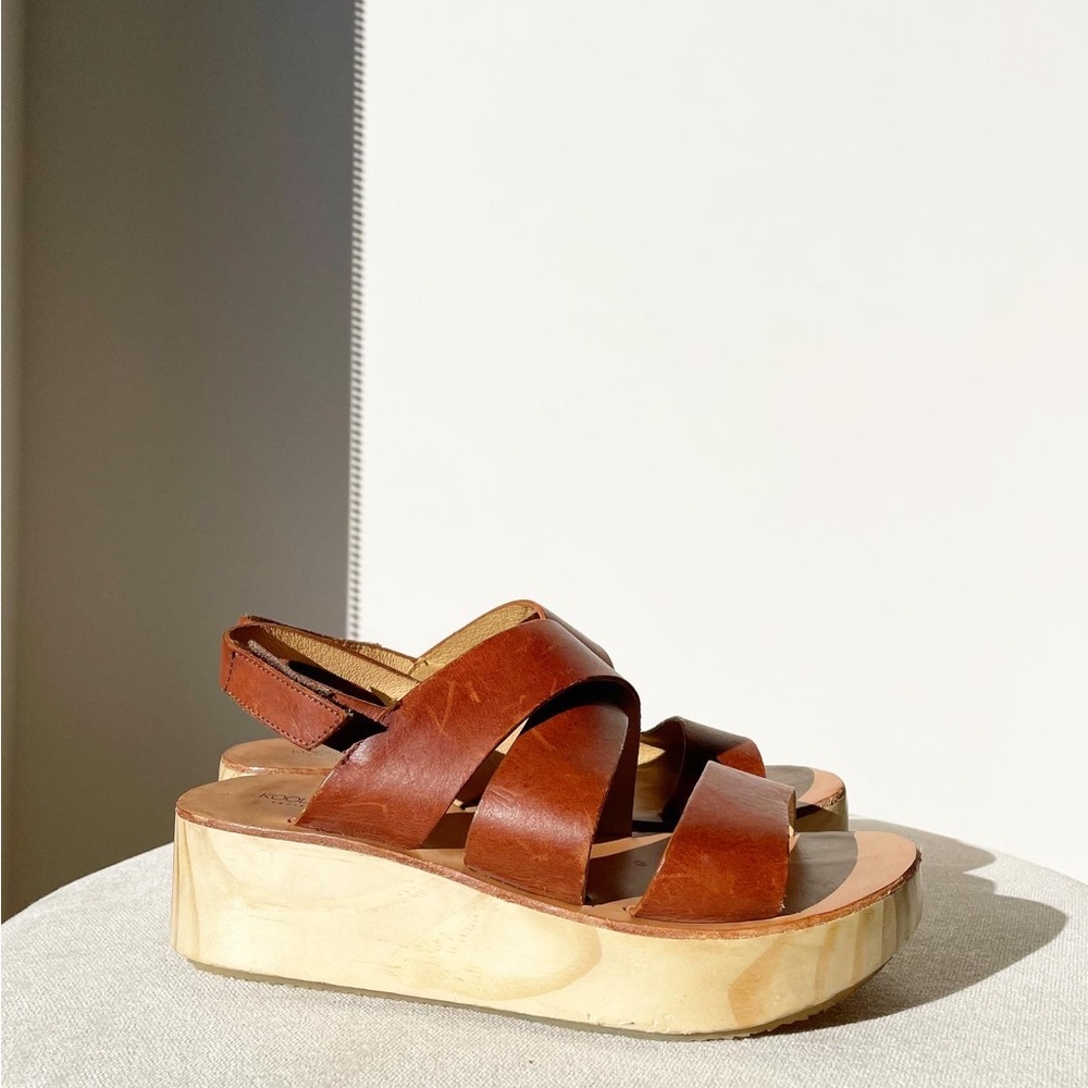 KOOLABURRA Margaux Tan Camel Leather Platform Sandal Size 8